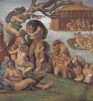 Michelangelo - Ceiling of the Sistine Chapel, Genesis, Noah 7-9, The Flood, left view