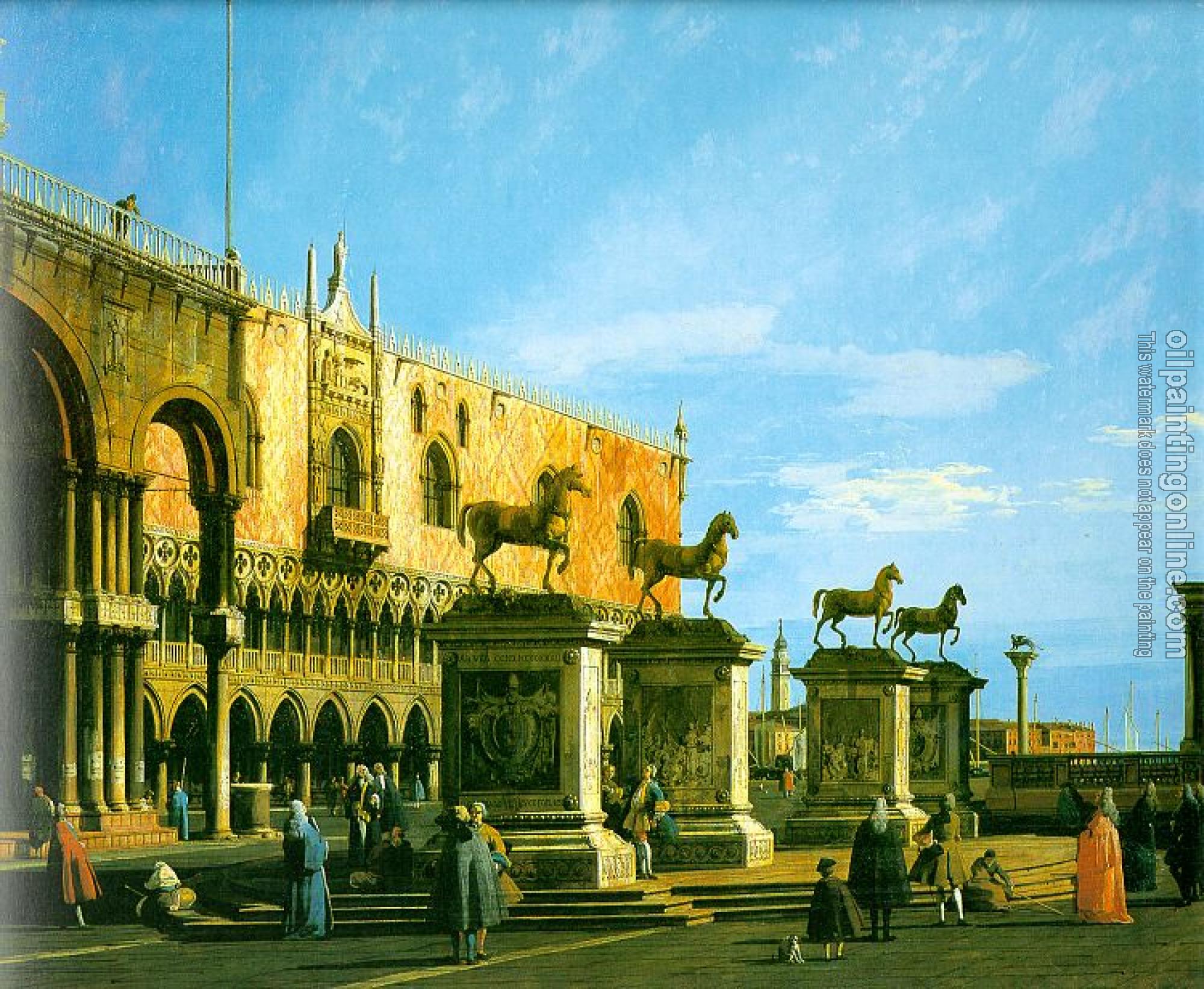 Canaletto - Capriccio- The Horses of San Marco in the Piazzetta