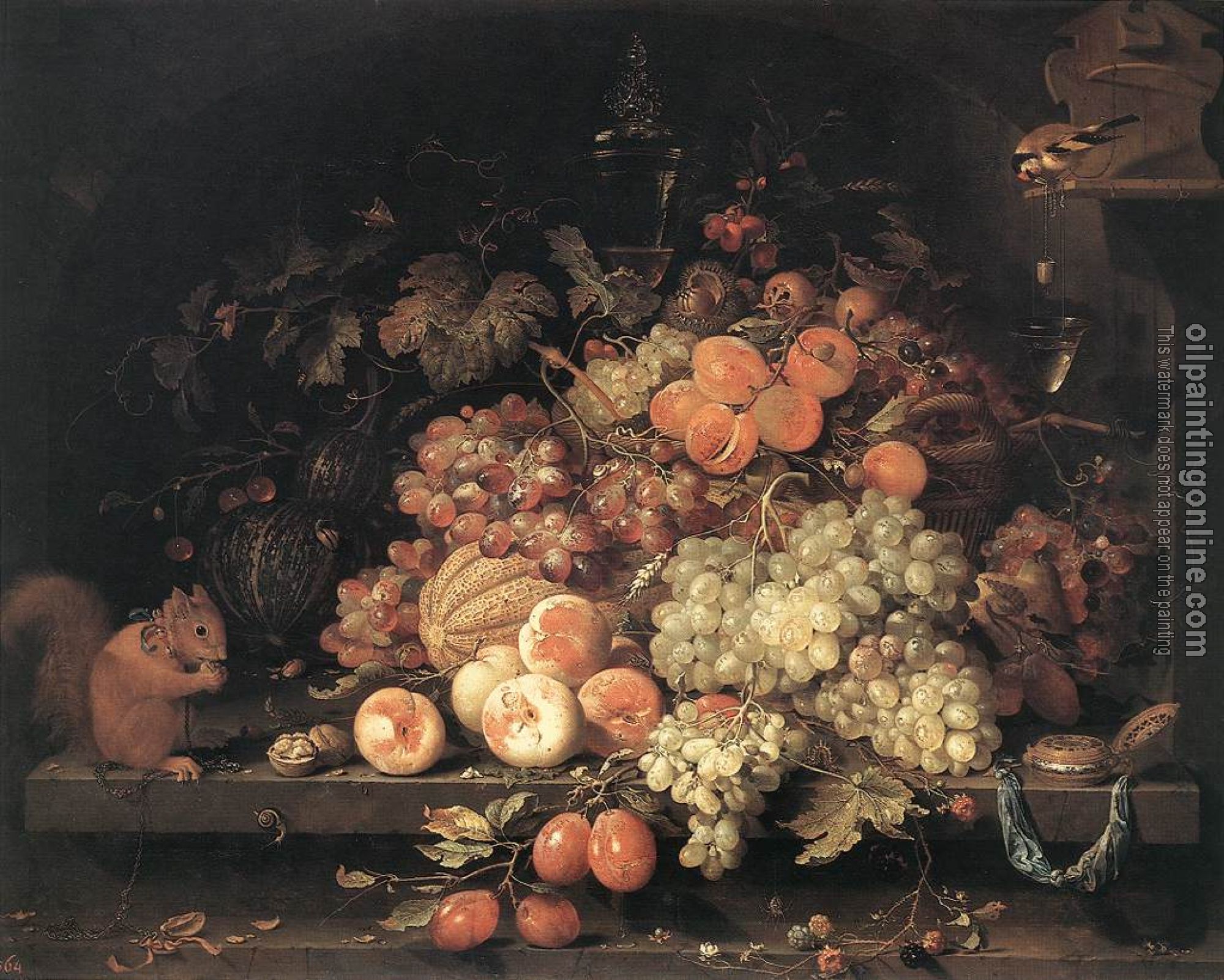 http://www.oilpaintingonline.com/largeimg/Mignon,%20Abraham/44927-Mignon,%20Abraham-Fruit%20Still-Life%20with%20Squirrel%20and%20Goldfinch.jpg